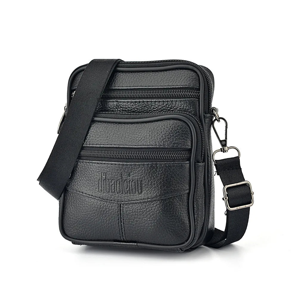 Mens Genuine Leather Crossbody Bag Vertical Multifunctional - Smarsty
