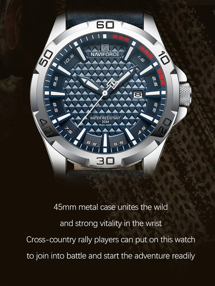 NAVIFORCE Men Fashion Waterproof Quartz Watch with Leather Strap - Smarsty