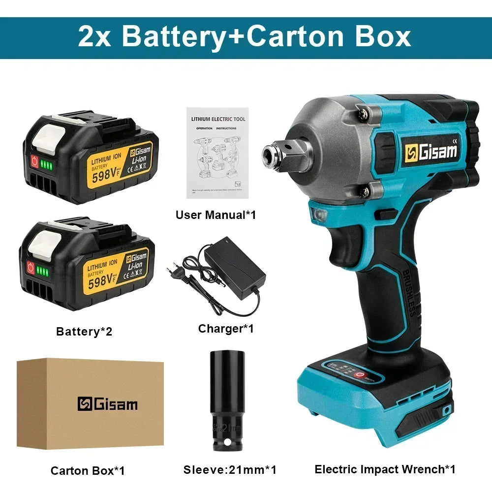 Gisam 1000NM Brushless Electric Impact Wrench Power Tool - Smarsty