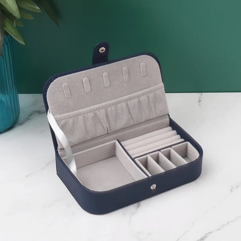 Portable Jewelry Organizer Case for Travel with Leather Storage - Smarsty