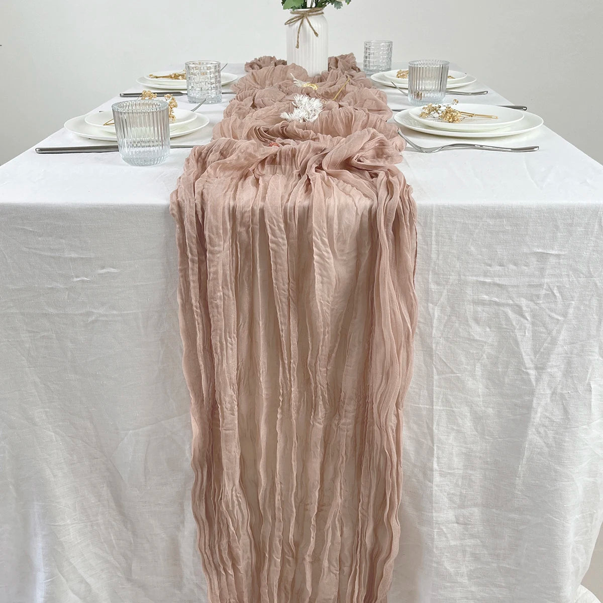 Wrinkle Gauze Table Runner for Elegant Dining Decor - Smarsty