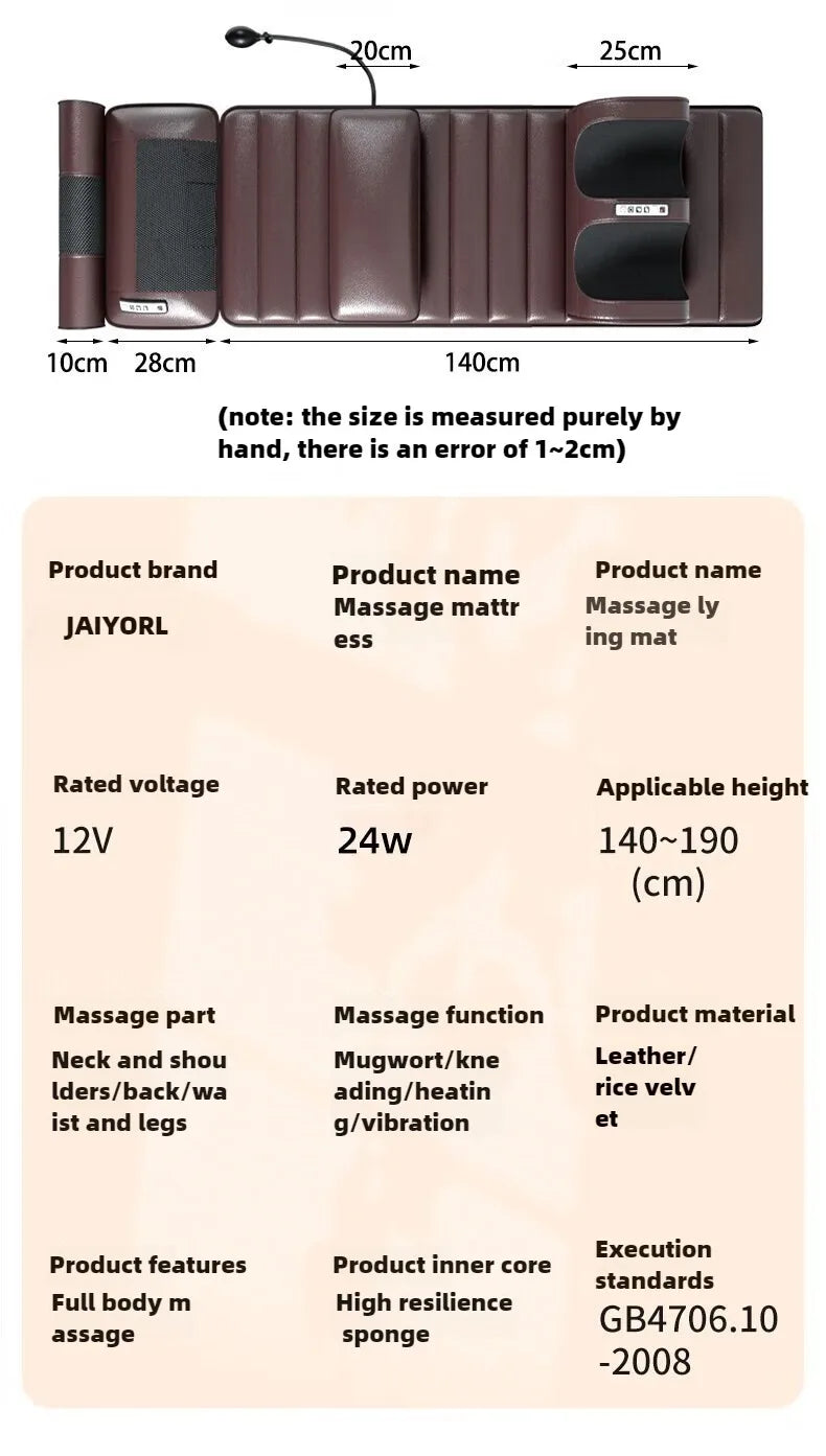Electric Full Body Massage Mattress With Heating Relaxation Feature - Smarsty
