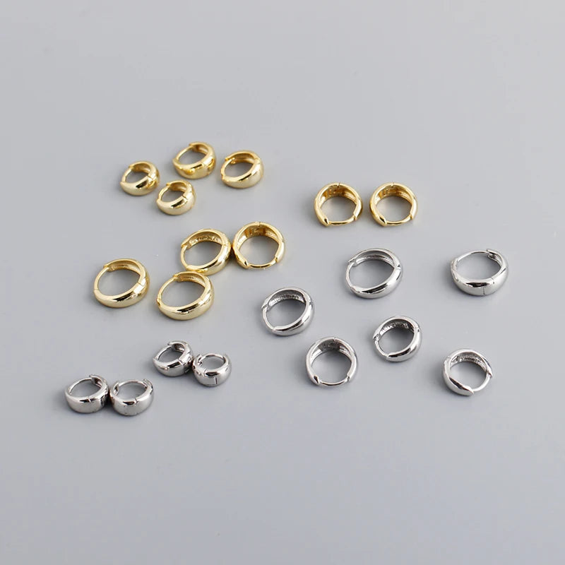 925 Sterling Silver Wide Gothic Huggies Hoop Earrings - Smarsty