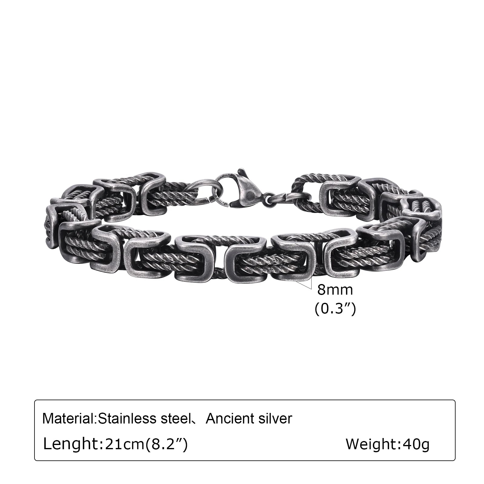 Mens Chunky Byzantine Bracelet Stainless Steel Wristband - Smarsty