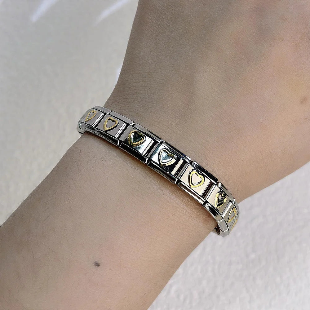 Italian Charm Stainless Steel Elastic Link Bracelet - Smarsty