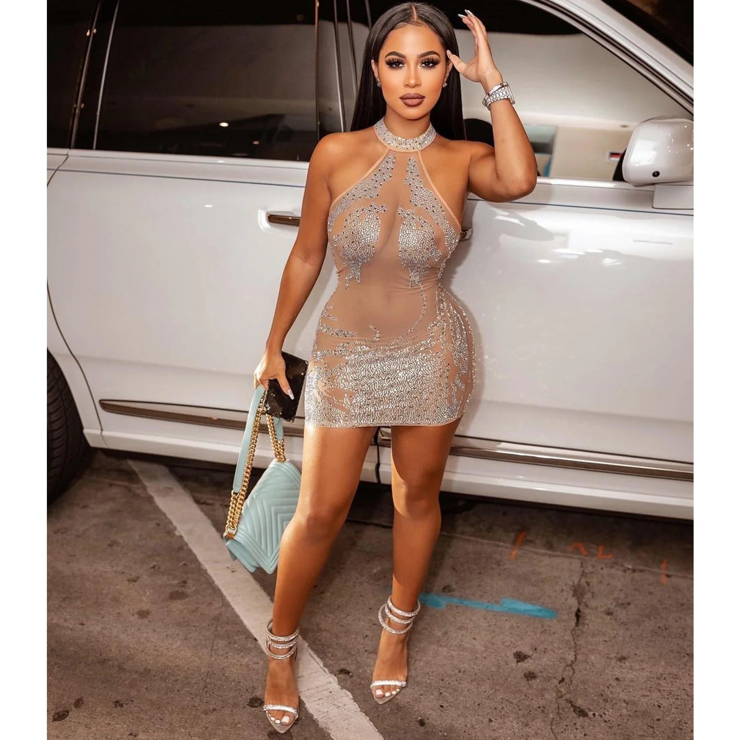 Sexy Summer Women Clothing Mesh Lace Embroidery Nightclub Ladies Dress One-piece Short Skirt Urban Style Elegant Commuting Style