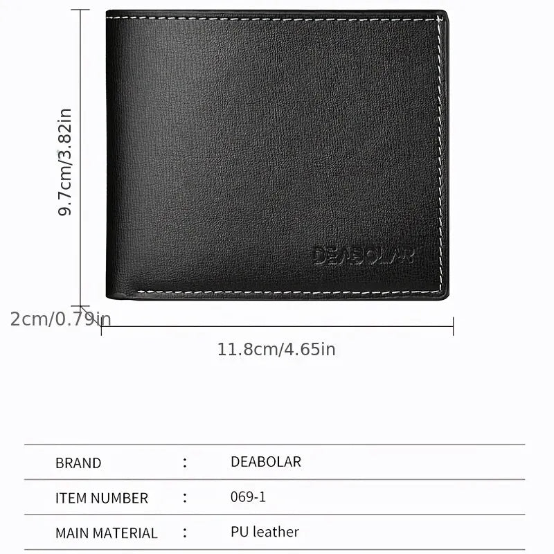 Pu Leather Men Short Wallet Thin Style Folding Young Men Credit Card Holder Wallet - Smarsty