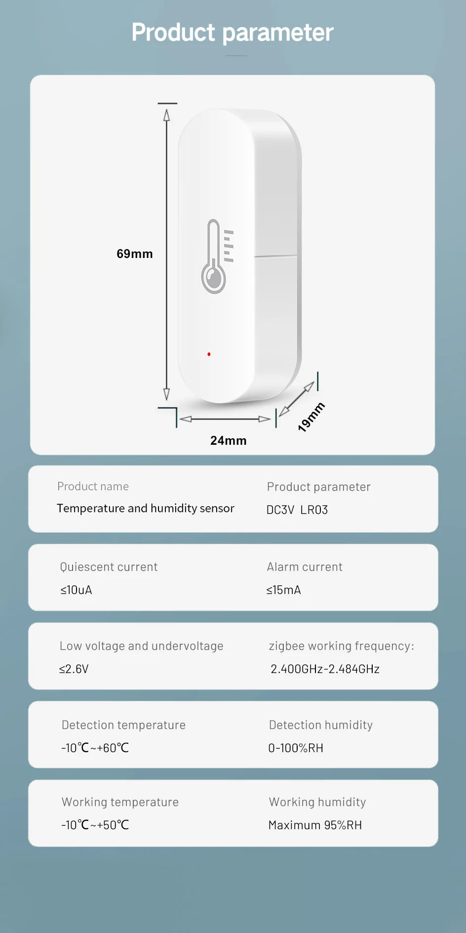 ZigBee Smart Temperature Humidity Sensor with App Control - Smarsty