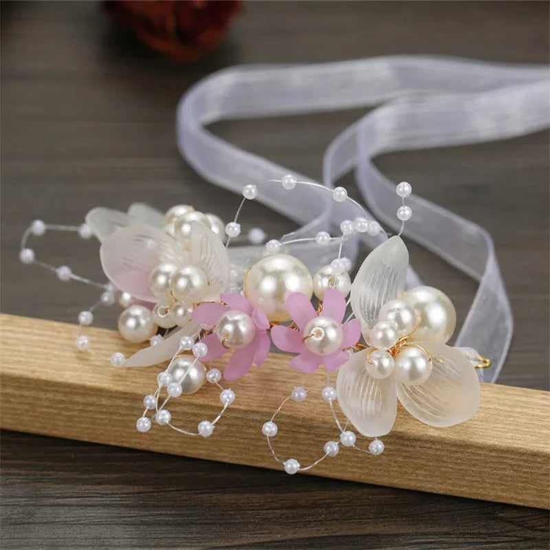Bohemian Pearl Flower Headband For Girls Wedding Bridal - Smarsty