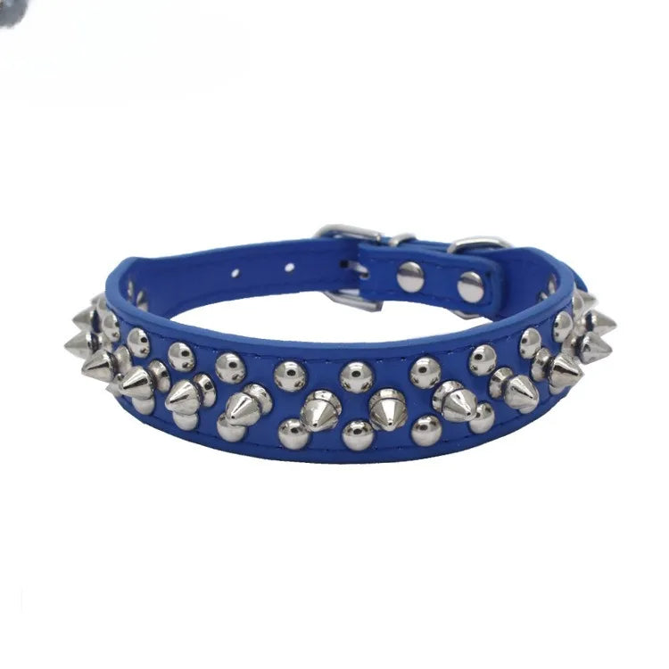 Adjustable Leather Dog Collar with Spikes for Small Pets - Smarsty