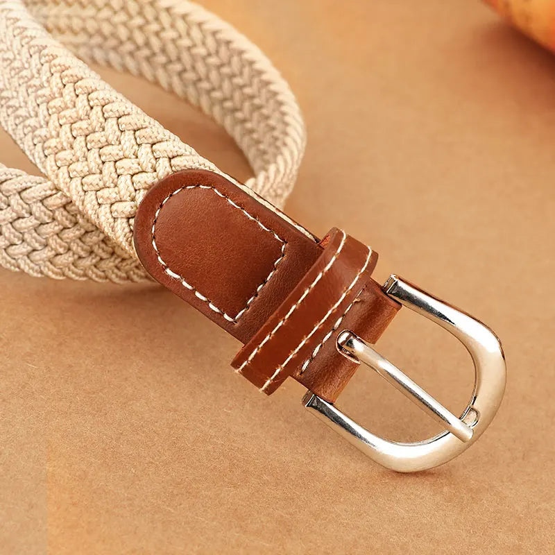 Women Elastic Woven Belt Casual Versatile Denim Accessory - Smarsty