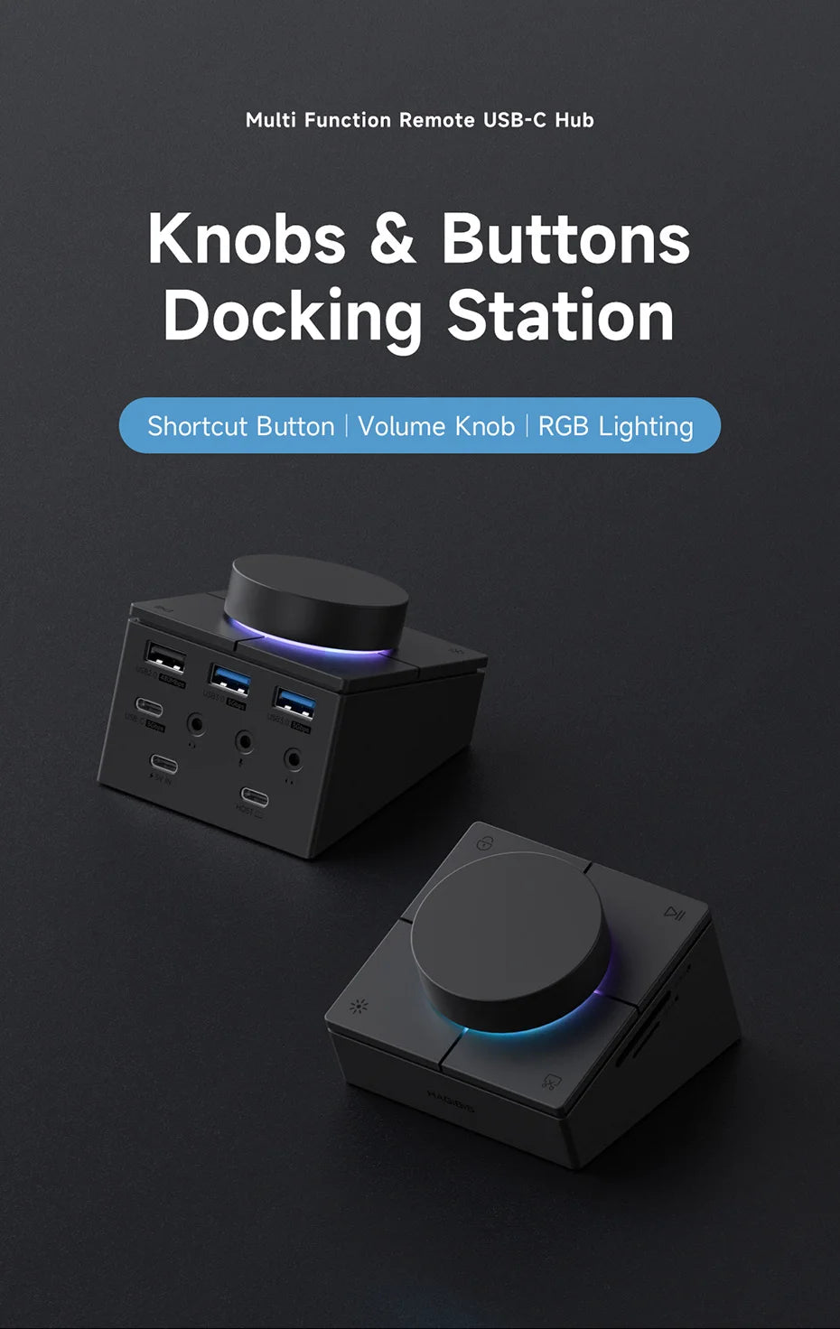 USB C Hub Docking Station Shortcut Buttons Volume Control