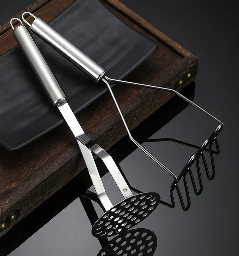 Stainless Steel Potato Masher Manual Fruit Vegetable Pressure Mud Machine Kitchen Children Food Crusher Complementary Gadget by Smarsty