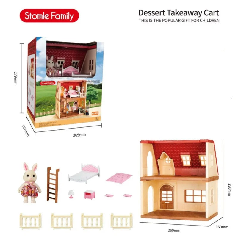 New Simulation Room Forest Family Small West House Rabbit Animal Model Girl Doll House Furniture Double Storey Villa Toys Gifts by Smarsty