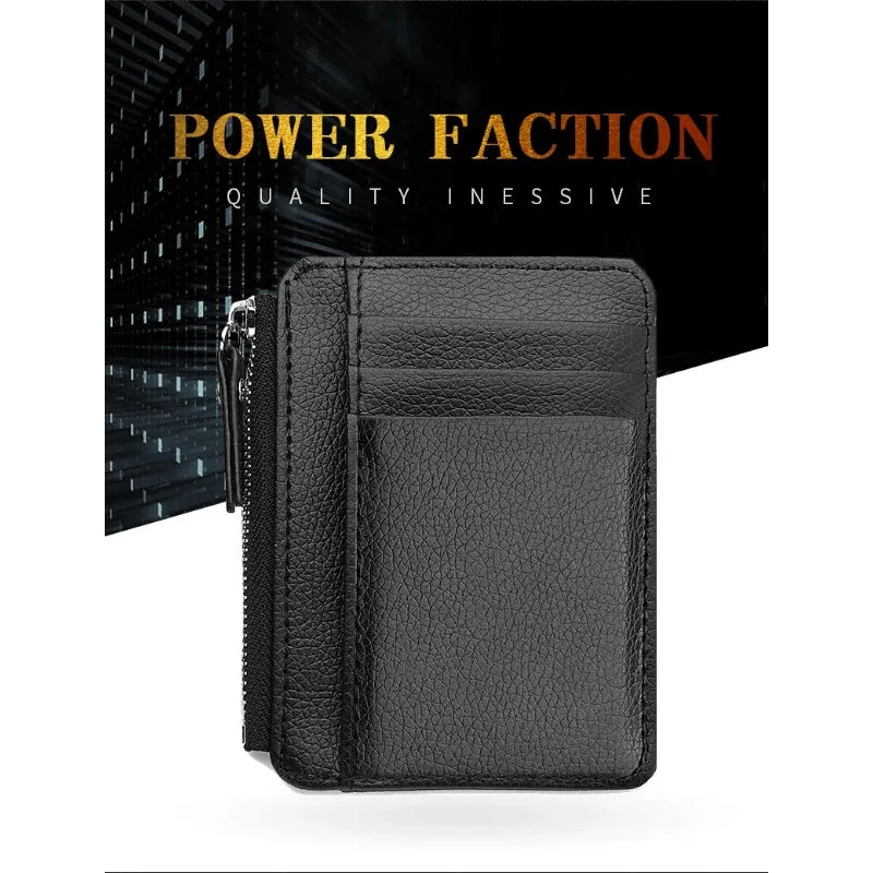 Mini Credit Card Wallet Id Card Holder Men's Small Wallet Thin Sleeve Zipper Short Coin Wallet