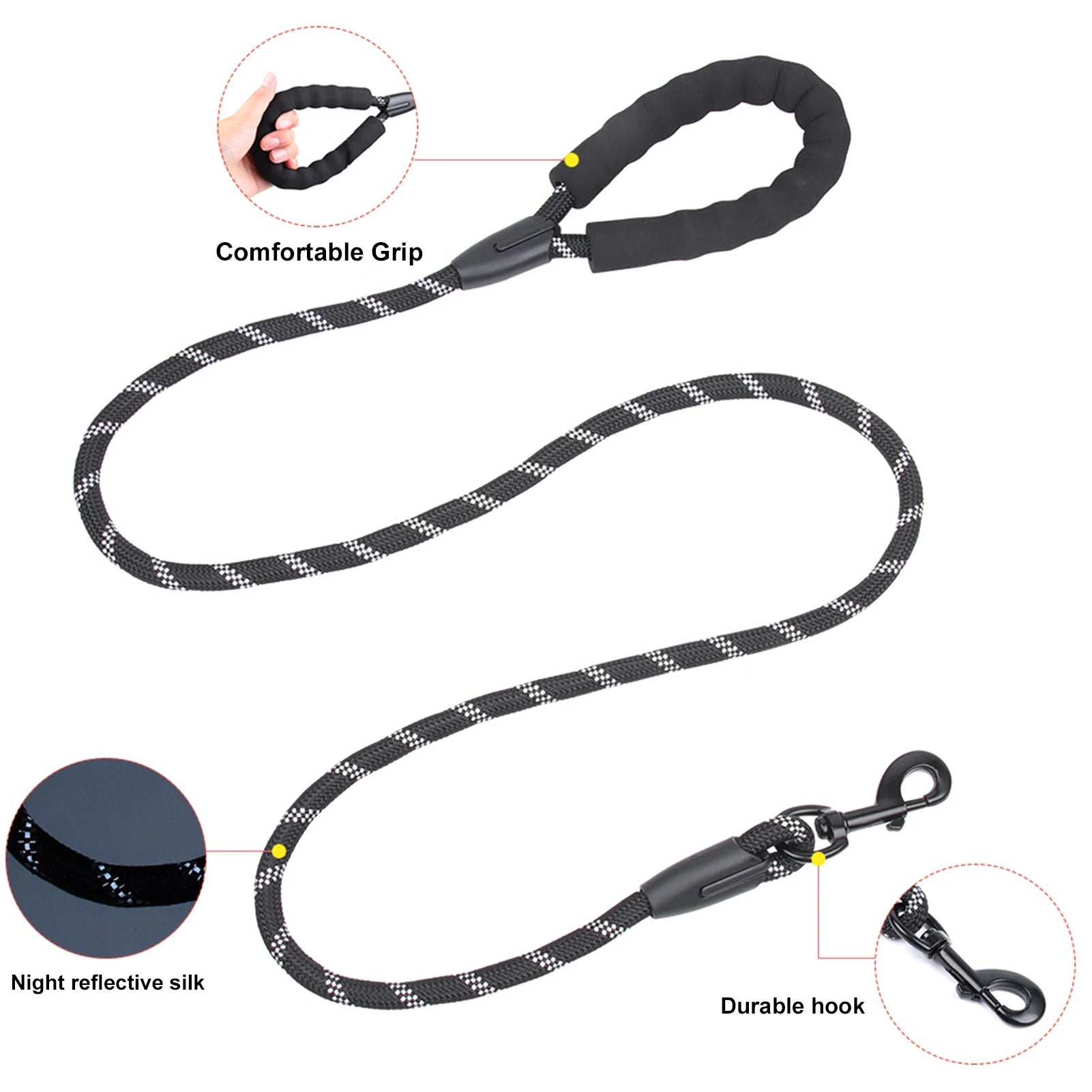 Nylon Reflective Dog Leash with Comfortable Handle - Smarsty