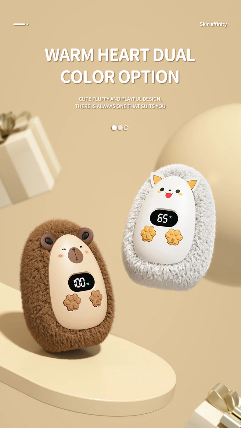 Plush Hand Warmer Winter Mini Portable Three-speed Adjustment Battery Life Long-lasting Smart Temperature Control Hand Warmer - Smarsty