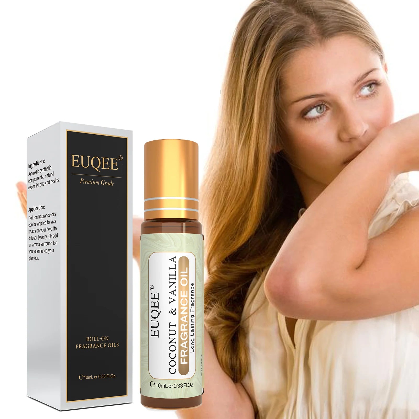 EUQEE 10ml Women's Roller Fragrance Oil Coconut Vanilla Scent - Smarsty