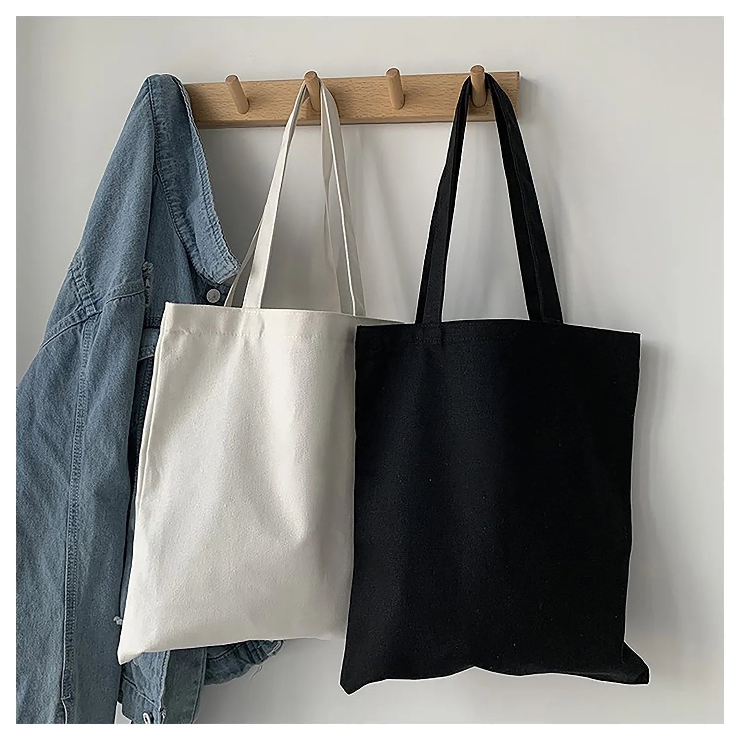 Large Capacity Canvas Tote Bag Folding Reusable Eco - Smarsty