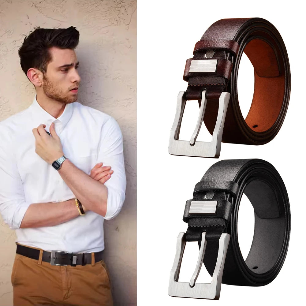 Mens Leather Belt Vintage Style High Quality Designer Strap - Smarsty