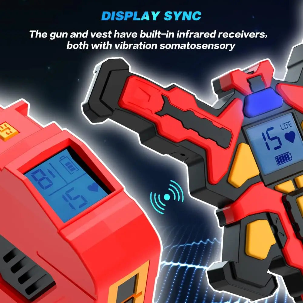 VATOS Upgrade Data Sync Laser Tag Guns Vests x4 Electric Infrared Guns Shooting Game Set Toy for Kids Teens Indoor Outdoor Games