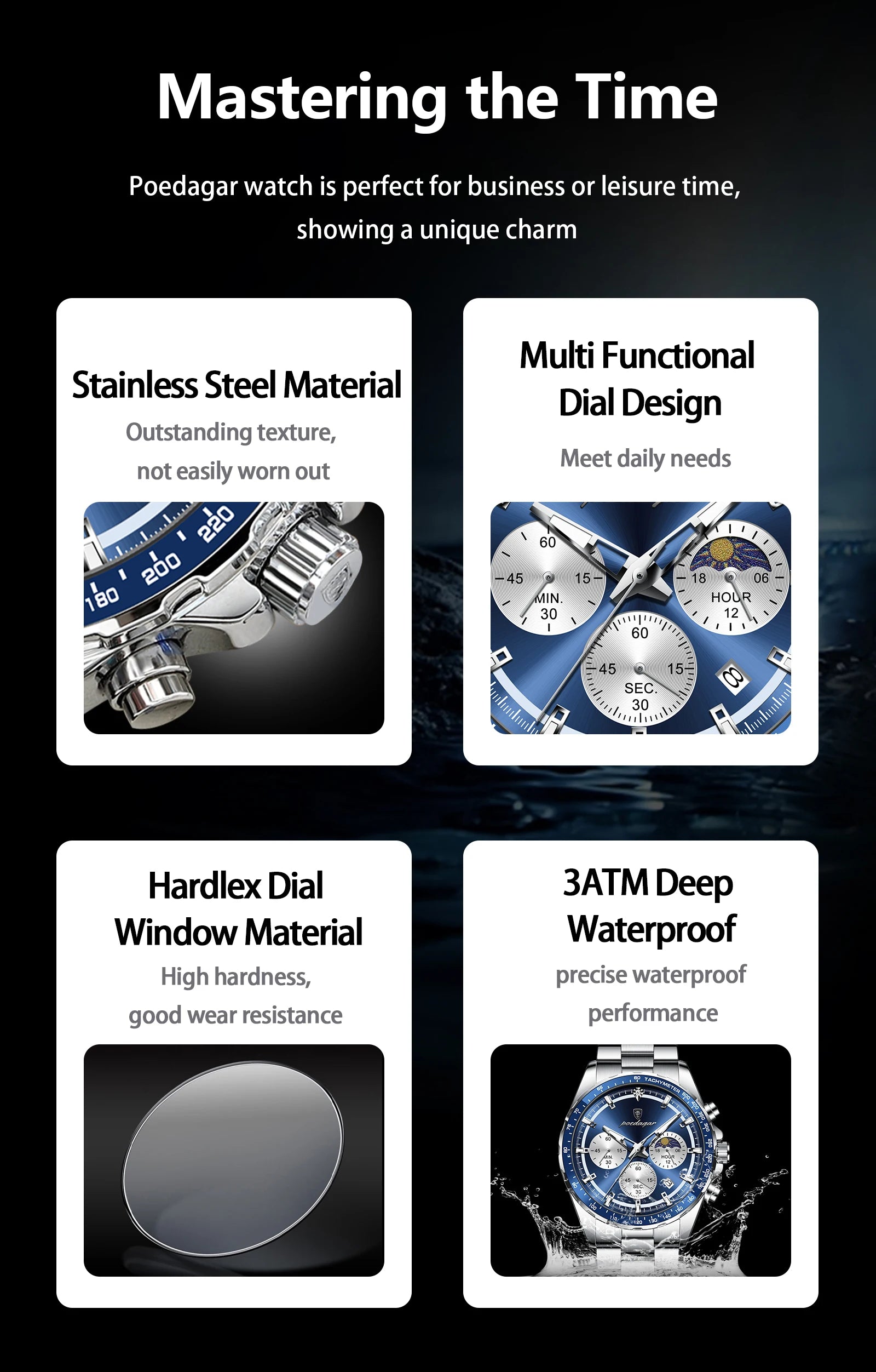 Waterproof Stainless Steel Men's Chronograph Watch - Smarsty