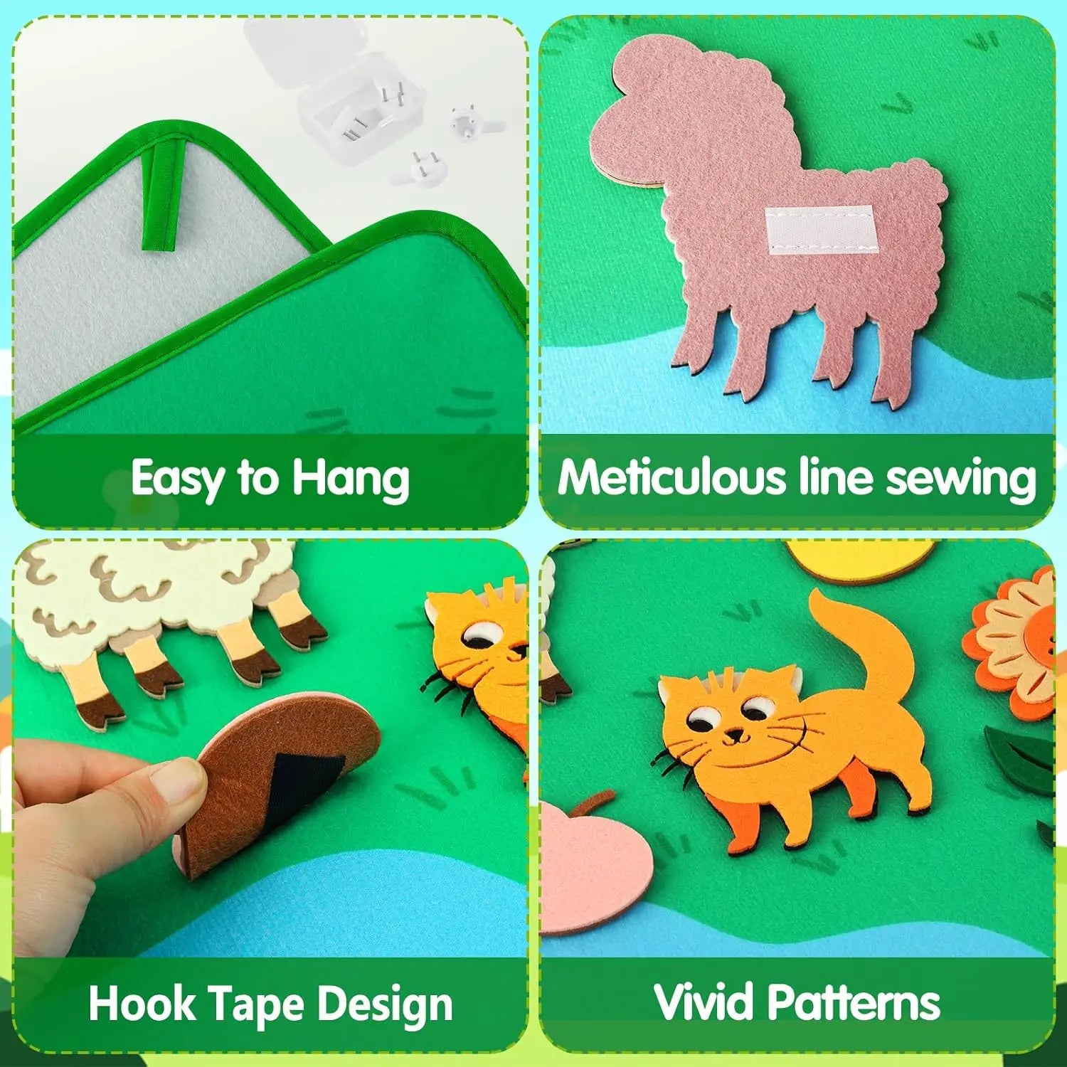 Farm Animals Felt Story Board Set Storytelling Early Learning Interactive Play Kit Wall Hanging Puzzle Toys for Toddlers Gifts - Smarsty