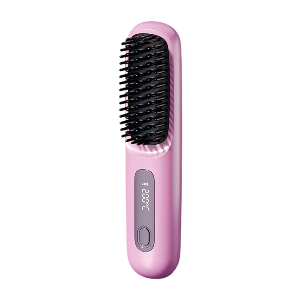 Cordless Hair Straightener Portable Straightener Brush 3 Adjustable Temp Hair Straightening Brush Anti-scald for Hair Styling