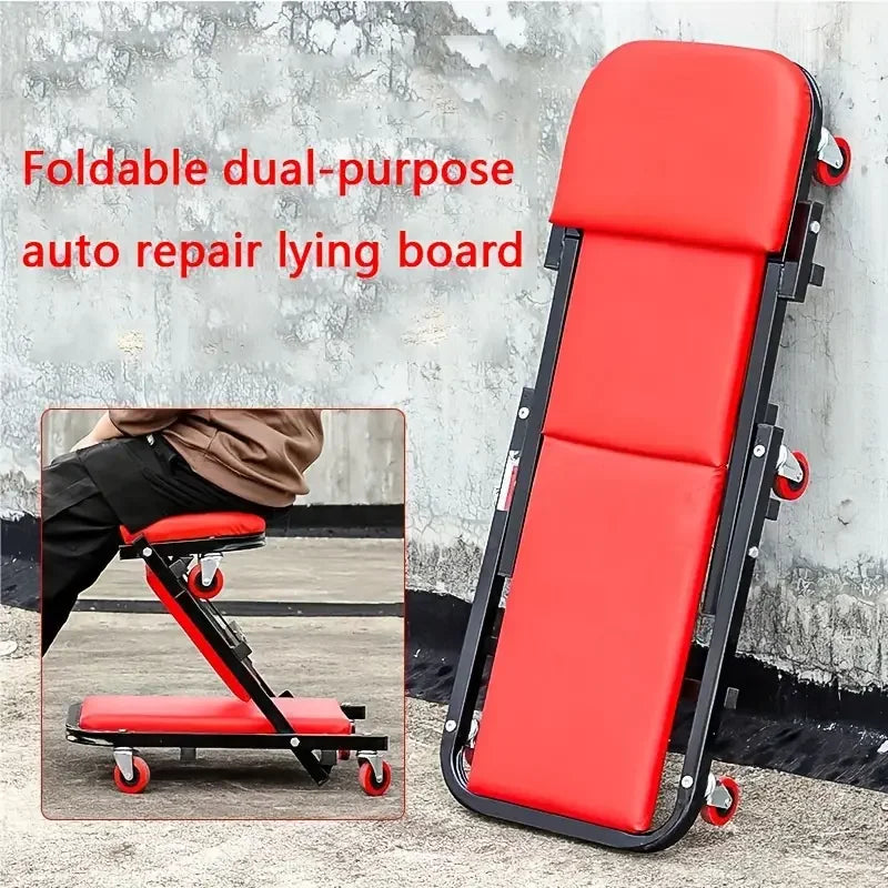 Mechanic Creeper, Garage Gift, 36" Z Creeper Seat, 2 in 1 Mechanic Gifts, 300 lbs Capacity, Low Profile Creeper with 6 pcs Wheel