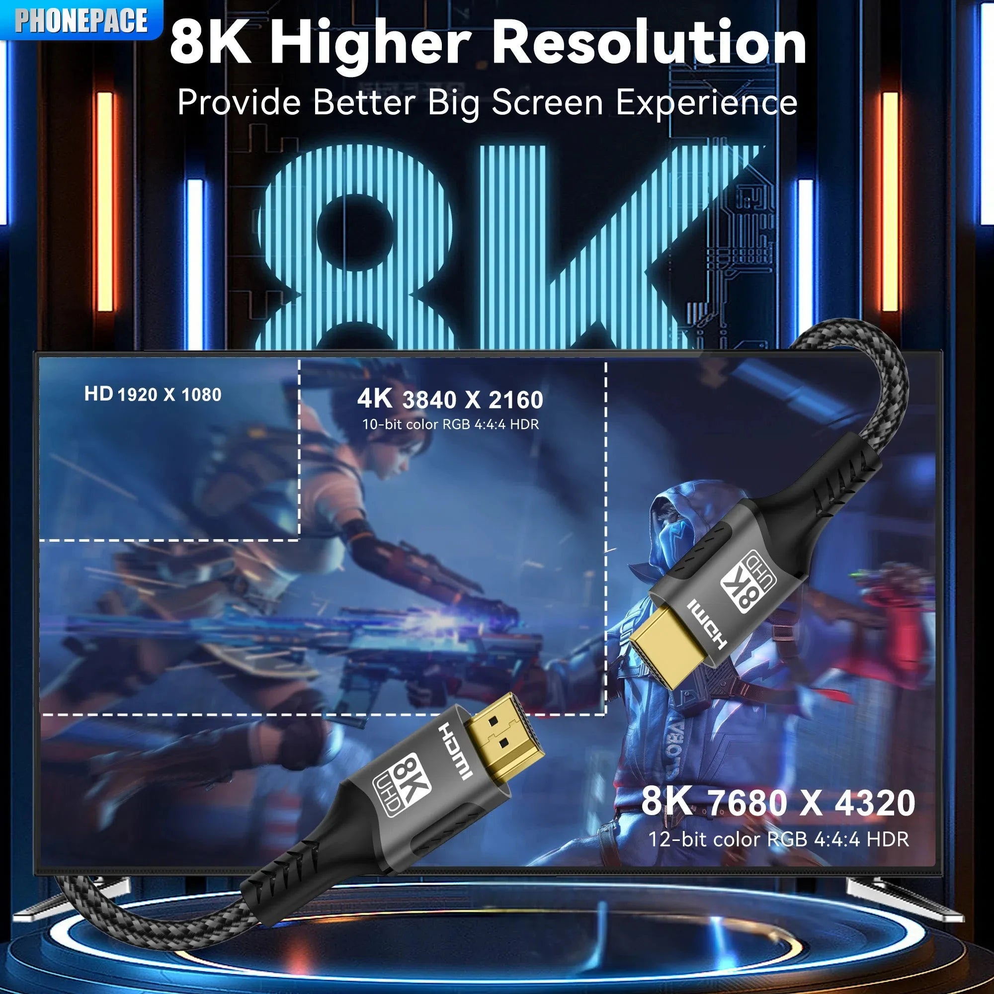 High Speed 8K HDMI Cable with Braided Nylon Design - Smarsty