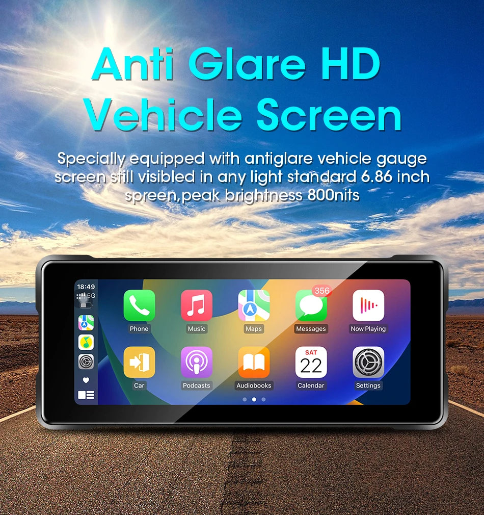 Portable Motorcycle Navigation Display CarPlay Android Auto - Smarsty