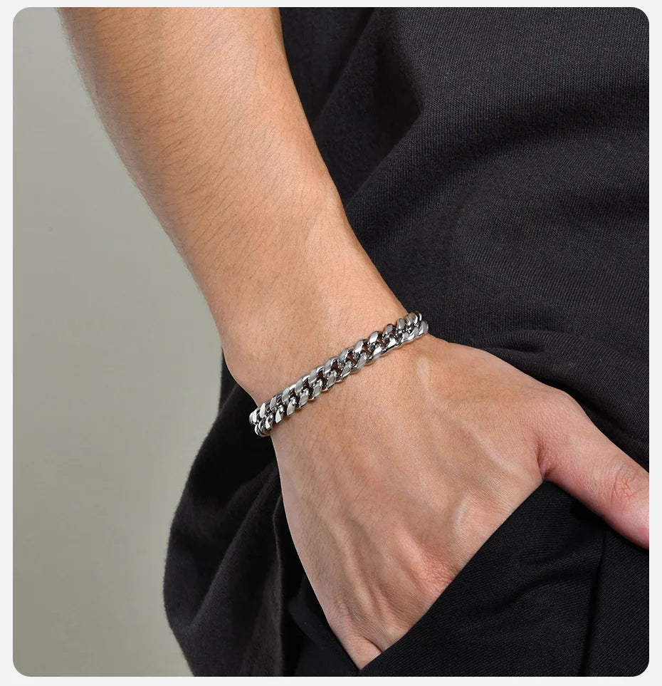 Vnox Stainless Steel Cuban Chain Bracelet for Men Women - Smarsty