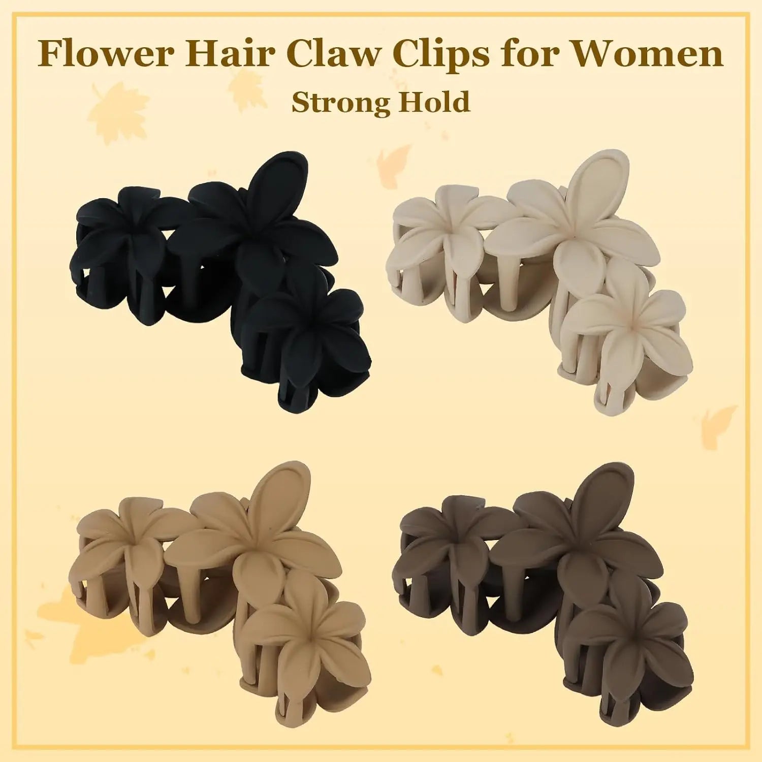 Flower Hair Claw Clip Set Non Slip Matte Beach Style - Smarsty