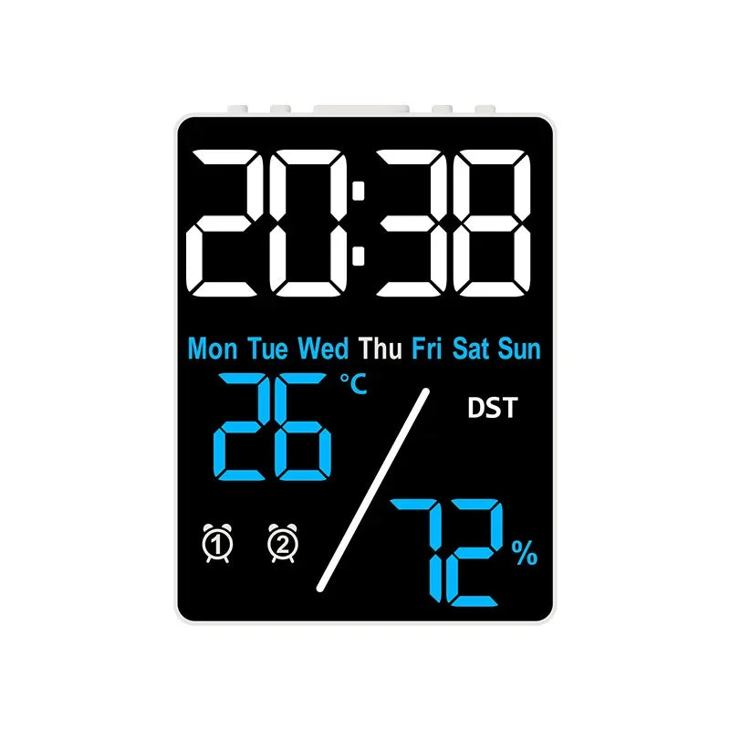 Multifunctional Large Screen Digital Alarm Clock with Humidity Display - Smarsty