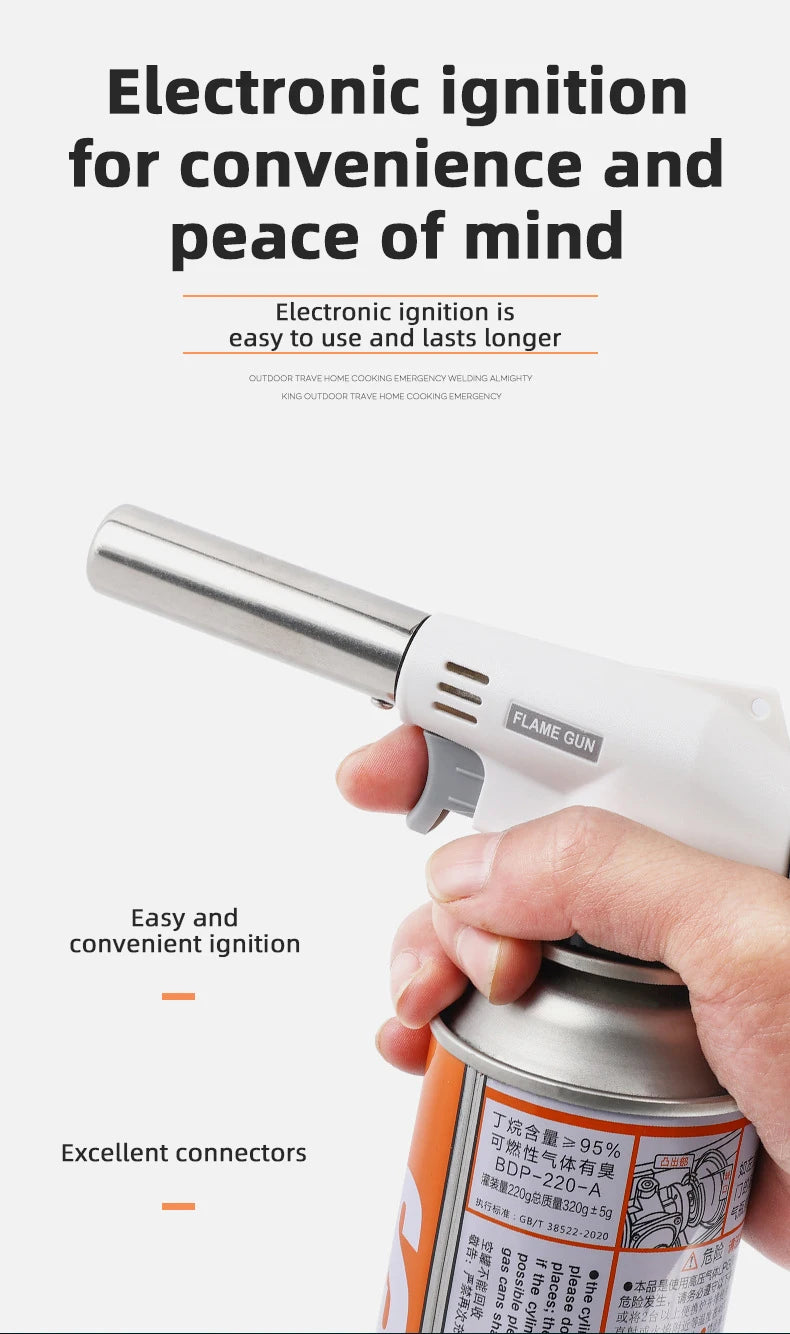 Flame Gun Torch Cooking Autolgnition Butane Gas Welding-Burner Welding Gas Burner Flame Gas Torch Blow for BBQ Camping Cookin