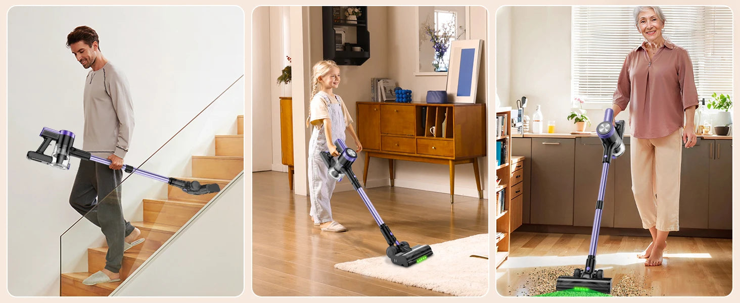 500W/55KPA Self-Standing Cordless Vacuum Cleaner,60 Mins Handheld Vacuum Cleaners,Smart LED Screen Vacuum for Carpet/Pet Hair - Smarsty