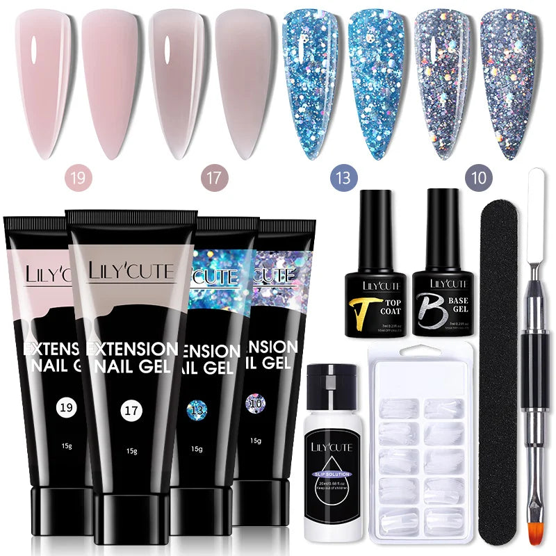 LILYCUTE Nail Gel Set with 6W LED Lamp for Quick Manicure - Smarsty