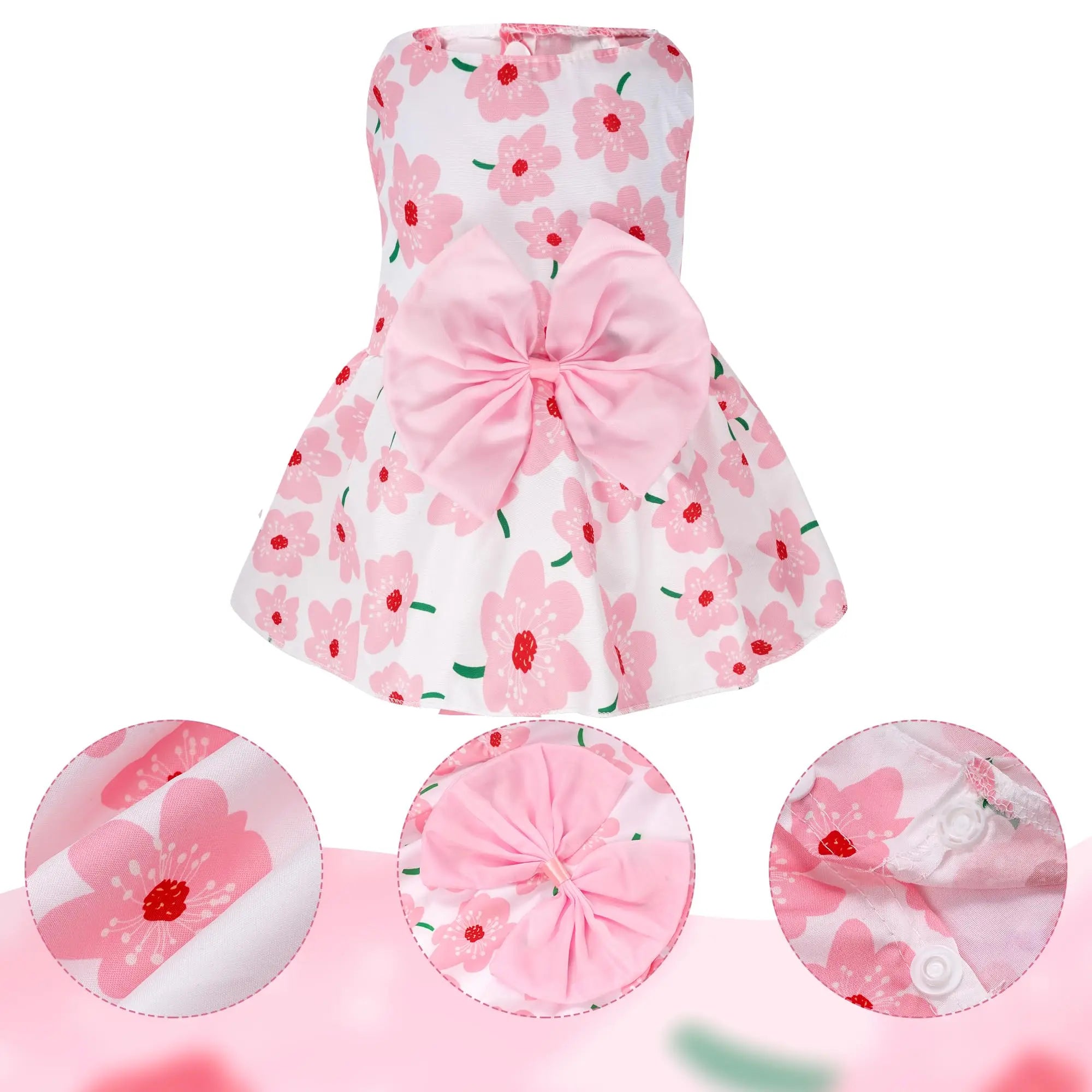 Summer Floral Dog Dress with Bow for Puppies - Smarsty