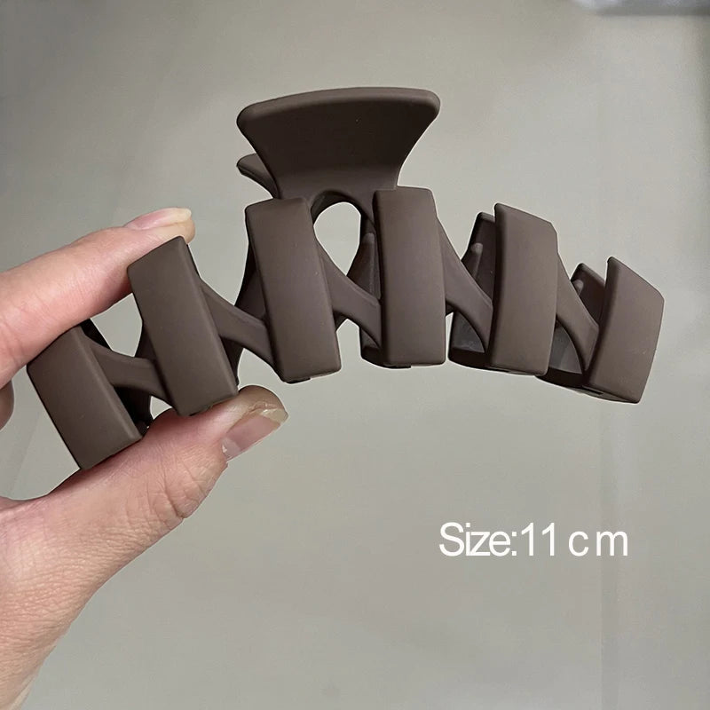 Korean Coffee Beige Acrylic Geometric Hair Claw Clip Large - Smarsty