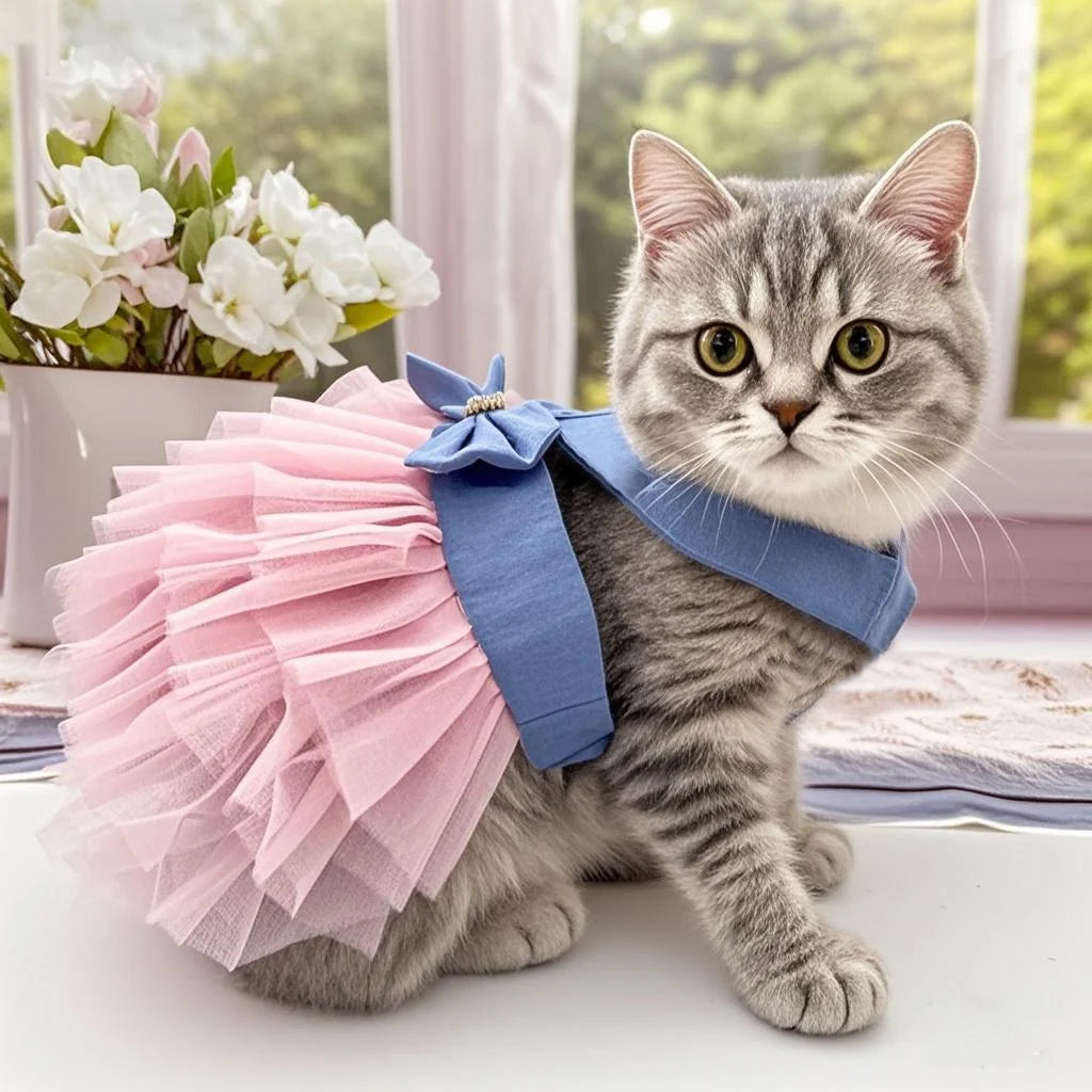 Cute Cat Lace Skirt Summer Dress for Pets - Smarsty