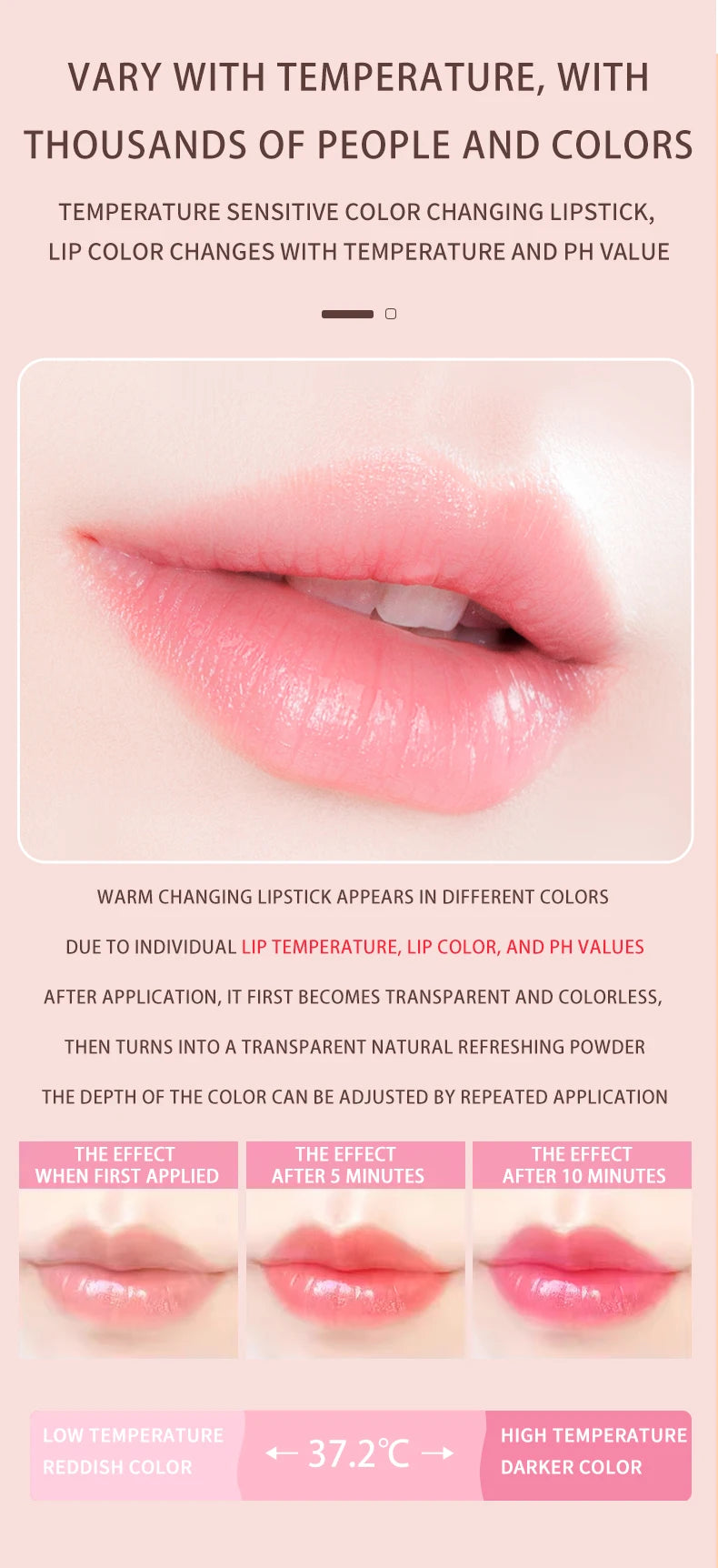 O'CHEAL Color Changing Lip Balm Moisturizing Peach Formula - Smarsty