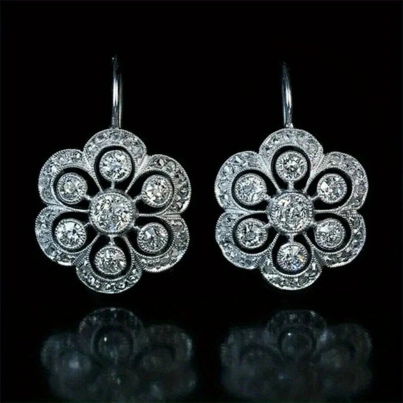 Gorgeous Flower Crystal Drop Earrings for Elegant Weddings - Smarsty