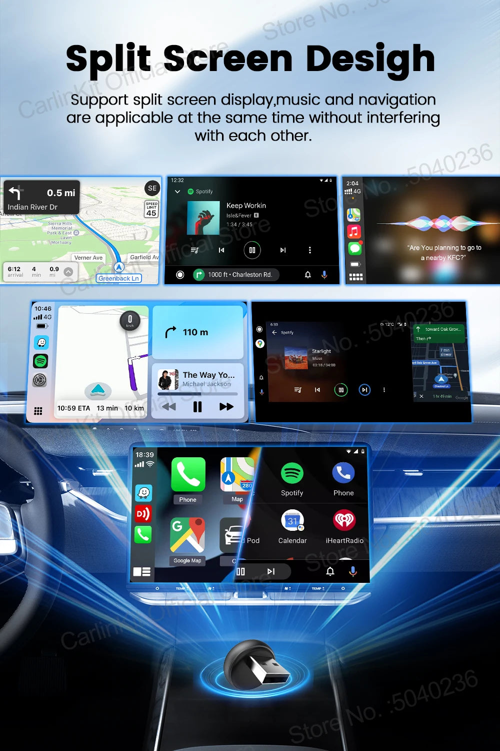 Mini Ultra 3 CarlinKit 5.0 Wireless Adapter Wireless CarPlay Android Auto For OEM Car Plug & Play WiFi Bluetooth Auto Connection