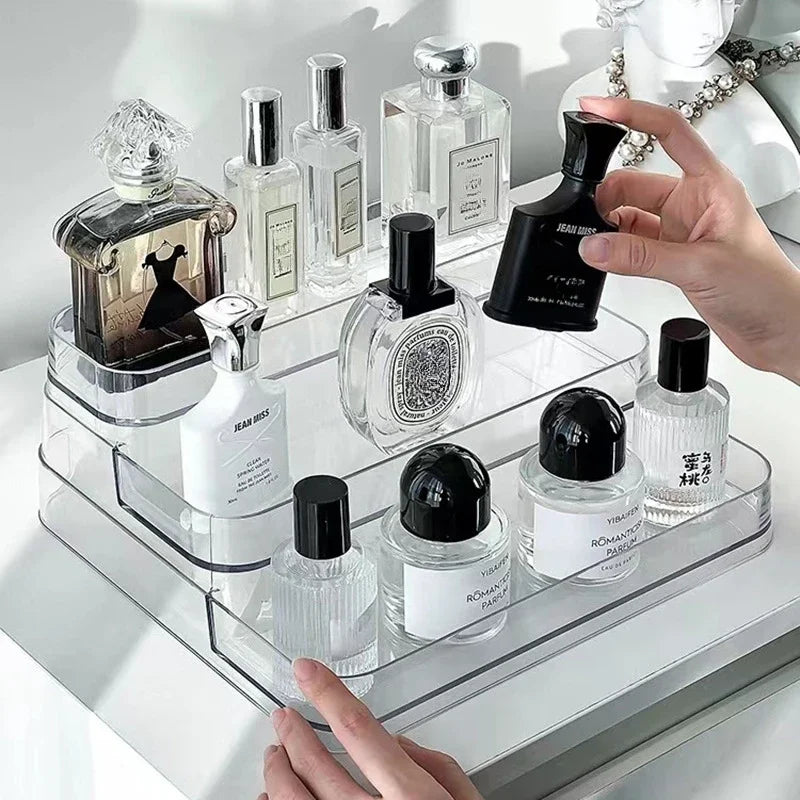 3 Tier Desktop Perfume Shelf PET Cosmetic Organizer Perfume Storage Rack Doll Display Stand Kitchen Seasoning Organizer by Smarsty