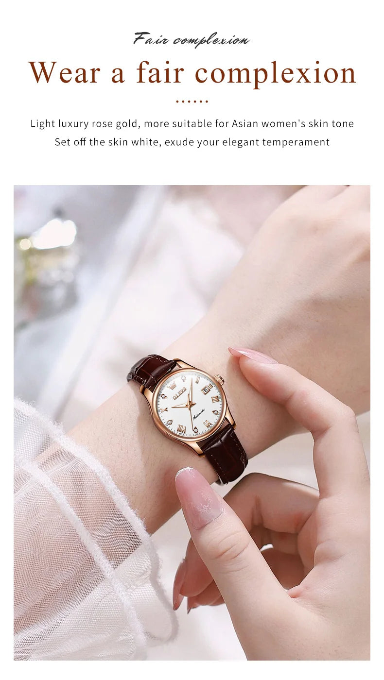 OLEVS Women's Luxury Waterproof Automatic Wristwatch - Smarsty
