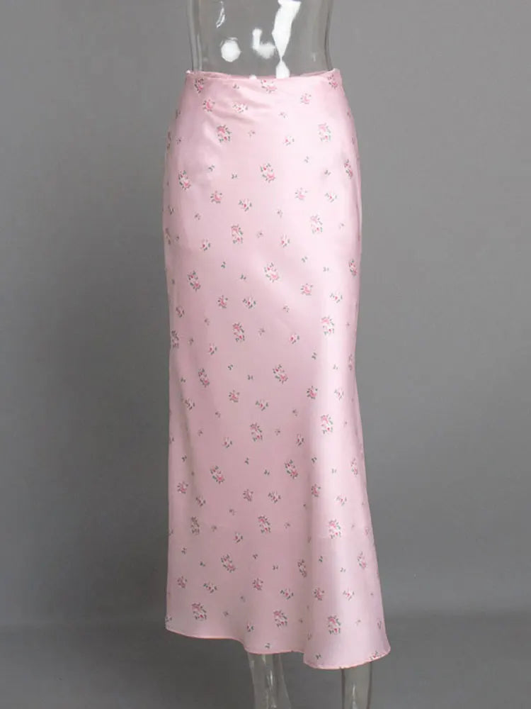 Tossy Summer Printed Fashion Long Skirt For Women High Waist Contrast Patchwork Slim Elegant Party Looks Ladies Y2k Maxi Skirt - Smarsty