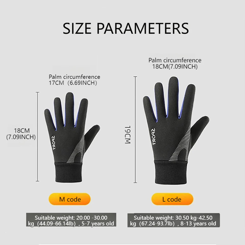 NOFOXO Winter Kids Warm Gloves Water-resistant Sports Gloves Thick Plush Lining Cold Weather Childrens Cycling Gloves Boys Girls