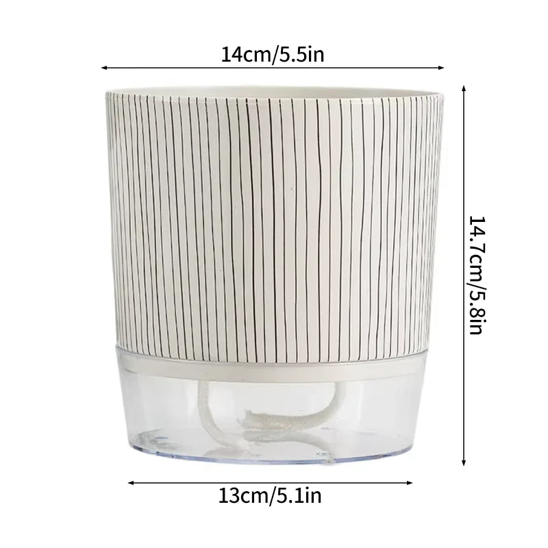 Self-watering Flower Pot Lazy Automatic Hydroponics Plants Pot Cotton Rope Watering Succulent Potted Planters Home Office Decor