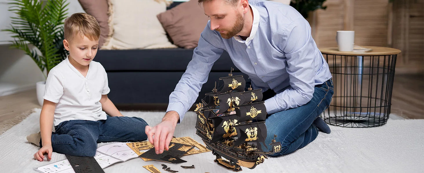 Robotime Rokr 3D Puzzle Wooden Seahouse Barque Model kits Build Home Desk Decoration Gift For Teens and Adults