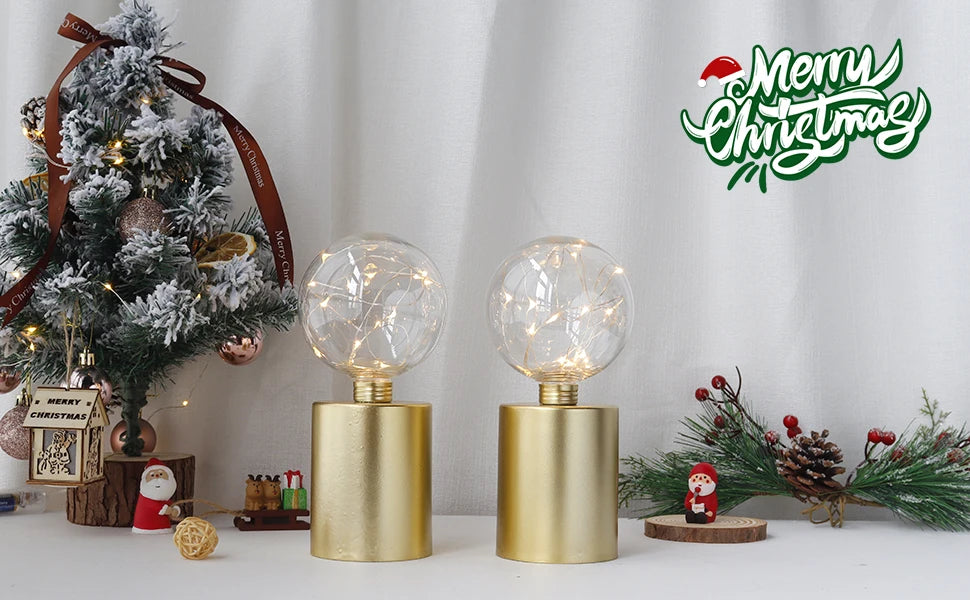 2Pcs Gold Table Lamp Battery Powered Lamps Cordless Lamp Light for Living Room Bedroom Weddings Parties Home Decor